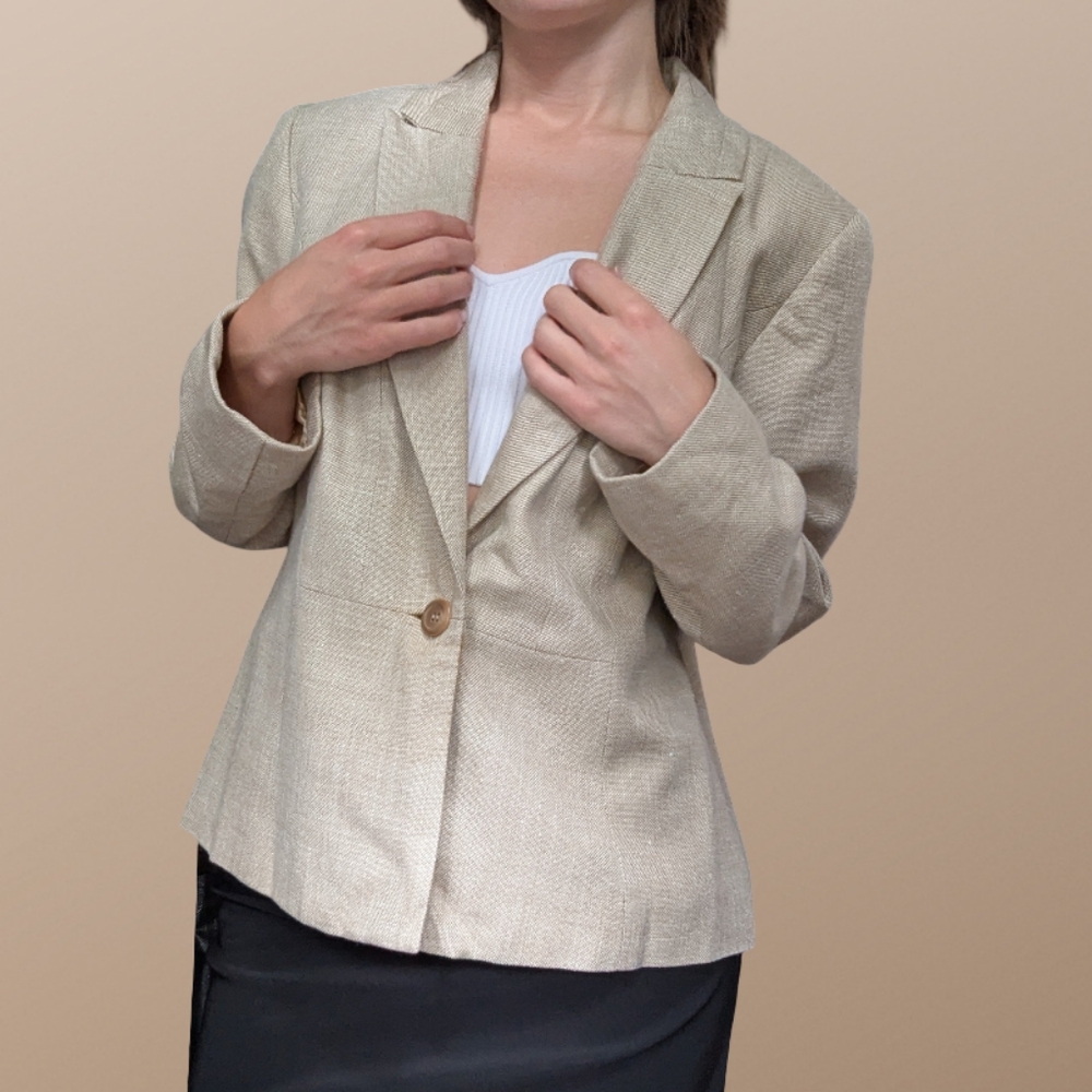 Vtg Pendleton Single Button Wool Blend Woven Blaz… - image 1